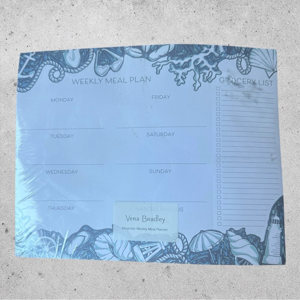 NWT Vera Bradley Magnetic Weekly Meal
Planner Shore Enough